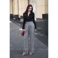 Pull en tricot sans couture à col rond pour femme, à manches longues et boutons sur le devant, idéal pour le printemps et les tenues décontractées [A447]