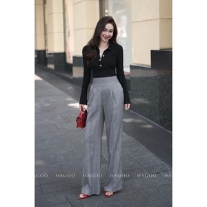 Women's <b>Polo</b> <b>Neck</b> Knit <b>Sweater</b> Seamless Long Sleeve Button Front Pullover for Spring Casual Wear [A447] - Product Image 6