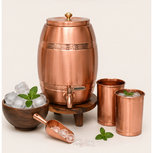 Wholesale Premium Quality Copper Water Cooler Barrel Shape Pure Copper Water Dispenser for Kitchen & Events Metal Drinkware - Product Image 4