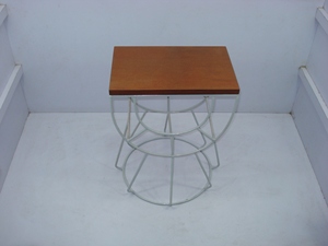 <b>Iron</b> Powder Coated Wood Top Luxury Antique Wire Coffee <b>Table</b> - Product Image 1