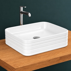 Lavabo de Sobremesa de Piedra Artificial Contemporáneo JAGUAR-X con Acabado Cromado, Capacidad de 12L para Baño - Product Image 2