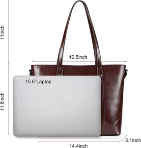 Leather Tote <b>Bag</b> <b>for</b> Women Office Shoulder Handbag 15.6 Inch Work <b>Laptop</b> Briefcase. - Product Image 5