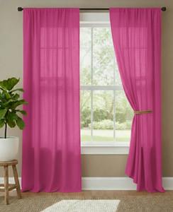 Pink Solid 100% Cotton Rod Pocket <b>Curtain</b> Dust Proof High Shading Eco-Friendly Handmade Bohemian Style All-Season for Living - Product Image 5