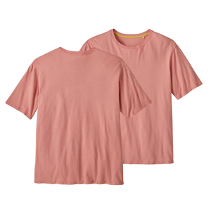 T-shirt en coton pour homme, rose corail uni, col rond, manches courtes, coupe ample, style jersey décontracté, teinture unie, séchage rapide, respirant - Product Image 3