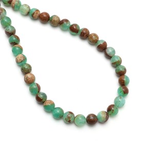 Perles de pierres précieuses naturelles lisses 8 mm Bio Chrysoprase Jaspe Vert Australien Certifiées par un tiers pour la fabrication de bijoux Coszcalt - Product Image 2