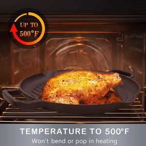 Padella per griglia in ghisa Pre-stagionata da 12.6 pollici padella a doppio manico per BBQ fornello per cucinare piastra Versatile per tutte le esigenze di cucina - Product Image 6