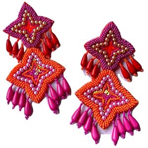 Pendientes de Cuentas Personalizados Color Naranja, Pendientes de Cuentas Múltiples para Mujer, Joyería Festiva para Fiestas al Mejor Precio - Product Image 1