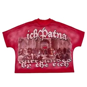 T-shirt personnalisé en coton 300 g/m² à col rond, coupe courte, délavé, doux et épais, coupe carrée unisexe, avec logo personnalisé - Product Image 3
