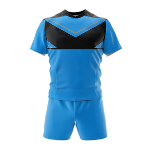Uniforme de rugby pour hommes personnalisé sublimé, respirant et tendance, en polyester maillé 220g, avec fermeture à cordon T-strap, manches courtes - Product Image 2
