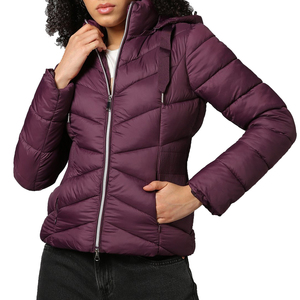 Trendy Knitted Women's Puffer <b>Jacket</b> HoodedWaterproof Windproof Breathable Zipper Padding Shiny Breathable Zipper Padding Shiny - Product Image 5