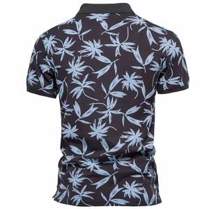 2026 Latest Pakistan Men's Slim Fit Floral Print Polo <b>Shirt</b> Short Sleeve Casual Woven <b>Polyester</b> Breathable Design - Product Image 2