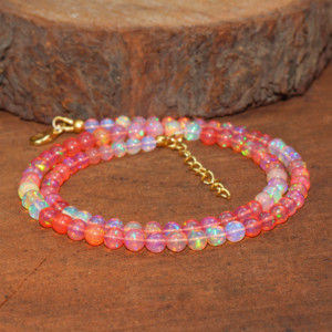 Round <b>Opal</b> Shaded Beads Handmade <b>Necklace</b> Gemstone Beaded <b>Necklace</b> Handmade Candy <b>Opal</b> <b>Necklace</b> For Women - Product Image 2