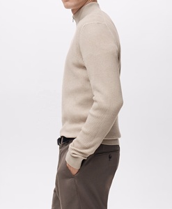 Pull jacquard à col rond avec fermeture éclair, manches longues, décontracté, unisexe, cardigan en tricot d'automne - Product Image 4