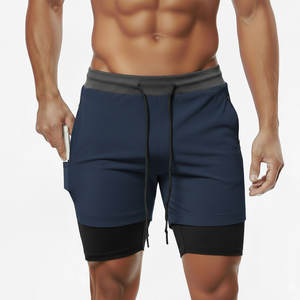 Shorts de compression pour hommes, vente chaude, shorts de sport 2 en 1 en polyester à séchage rapide, shorts de compression ajustés pour la course en extérieur - Product Image 3