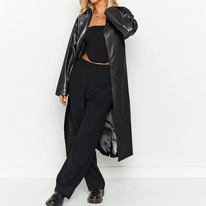 Breathable Waterproof Custom Wholesale Plus Size Winter Quilted Trench Coat for Women Long Genuine Leather Long Coat - Product Image 6