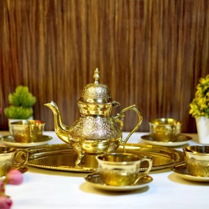 Brass Etched 14Pc Tea Kettle <b>Set</b> - Product Image 6