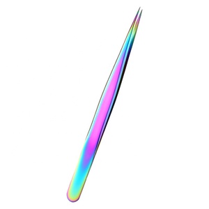 Outils de maquillage professionnels, pinces à cils, extensions, pinces à cils en acier inoxydable, arc-en-ciel, pinces à cils colorées - Product Image 5