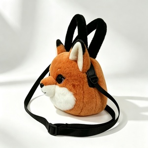 Customized orange‑white fox shoulder <b>purse</b>,animal‑theme kids plush tote bag,plush fox crossbody bag,<b>cute</b> fox face plush handbag - Product Image 6