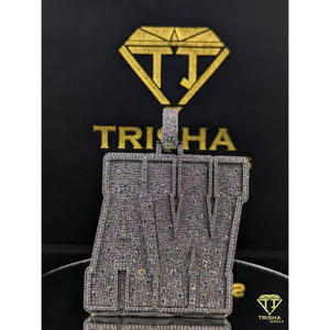 AW Alphabet Pendant Fully Iced with VVS Moissanite Diamond Look Luxury 925 Silver Hip Hop Jewelry for Men by Trisha Jewels - Product Image 4
