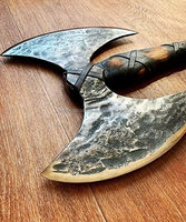 Kapak Baja Karbon Tinggi Viking Double Blade Steel Craft International Industrial dengan Gagang Kayu