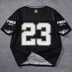 เสื้ออเมริกันฟุตบอลชาย ผ้าตาข่าย ระบายอากาศ แขนสั้น เสื้อกีฬาฝึกซ้อม เสื้อโอเวอร์ไซส์สั่งทำได้ เสื้อสตรีทแวร์ตาข่าย ขายส่ง - Product Image 2