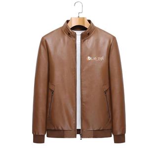 Veste de moto d'hiver à manches longues en similicuir PU pour hommes, décontractée, élégante, à col montant et fermeture éclair, couleur unie, service OEM disponible - Product Image 1