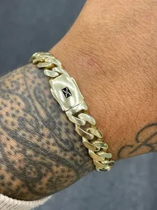 Bracelet à maillons plaqué or véritable 18 carats pour homme, style hip-hop, bijoux en alliage, accessoires de mode - Product Image 4