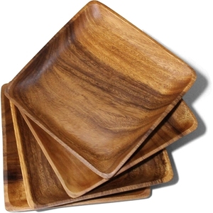 Set Smooth Finish Natural Wood Wooden Plates and Dishes Set Solid Wood Dinnerware Premium Quality Wooden Plates and Dishes - Product Image 4
