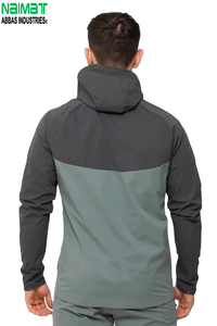 Ensemble de veste de sport à capuche pour homme, couleur contrastée, séchage rapide, tricoté en polyester et élasthanne, tenue d'entraînement d'été - Product Image 5