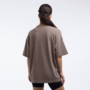 Women Oversized Crew Neck T-Shirt Solid Color 100% Cotton Loose Fit Short Sleeve Breathable All Seasons Jersey Knit - Product Image 4