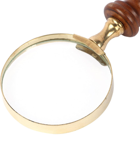 Loupe en métal avec manche en bois, loupe de lecture vintage, loupe de bureau décorative de style antique - Product Image 3