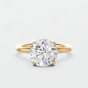 Bague de fiançailles classique en or plaqué avec diamant de laboratoire solitaire, taille brillant rond, couleur D, pour femme - Product Image 4