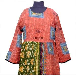 Vestido estilo A de algodón 100% con estampado floral kantha, elegante para el día a día y para mujeres confiadas en el trabajo, ecológico y cómodo de llevar. - Product Image 3