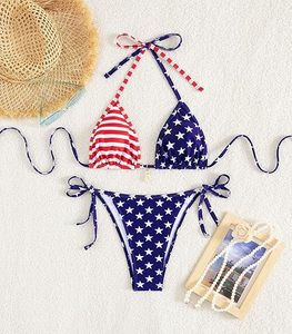 Two Piece Spandex/Nylon Halter Neck Floral Print Bikini Set with <b>V</b>-<b>Strings</b> Beach Bath Dress - Product Image 4