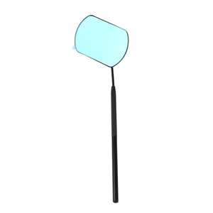 Handheld Foldable Personalized Mixed Shape Glass Frame Silver Finish <b>Makeup</b> <b>Mirror</b> 3X Magnification Single Side Purple Handle - Product Image 2