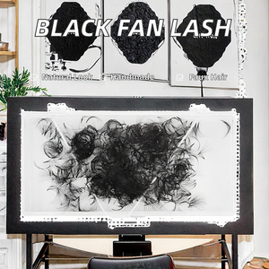 Venta al por mayor personalizable 0,5 suelto prefabricado abanico pestañas negro oscuro coreano PBT fibra hecha a mano con pelo sintético - Product Image 3