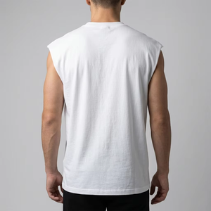 เสื้อกล้ามโอเวอร์ไซส์แบบย้อมสีเอซิดประดับเพชรเทียม ผ้าฝ้าย 100% เนื้อนุ่ม ระบายอากาศได้ดี สไตล์วินเทจ เสื้อยืดแบบยูนิเซ็กส์ สตรีทแวร์ - Product Image 2