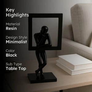 Figurine unique de l'homme réfléchissant avec cadre intégré – Sculpture contemporaine élégante pour la décoration de table et de la maison. - Product Image 5
