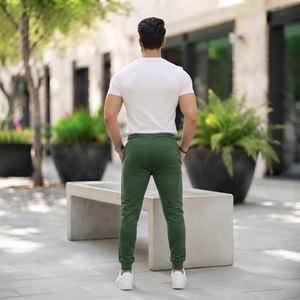Streetwear Flare Stacked <b>Cargo</b> Jogging <b>Pants</b> Men Solid Color Lightweight Dark Wash Elastic Waist - Product Image 3