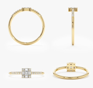 Bague de fiançailles, de mariage et d'anniversaire pour femme, plaquée or, certifiée IGI, avec diamant de laboratoire taille émeraude de luxe, prix d'usine - Product Image 3