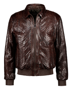 Chaqueta de Piel de Pitón Negra con Cuello Desmontable de Piel de Rex, Diseño de Alta Calidad - Product Image 4