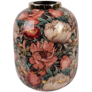 Florero Metálico de Lujo con Estampado Floral, Borde Dorado, Centro de Mesa Moderno, Decoración para el Hogar, Sala de Estar, Oficina, Hotel, Regalo - Product Image 1