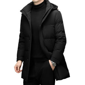 Blouson d'hiver matelassé pour homme, style business décontracté, imperméable, respirant, 100% duvet de canard, fermeture éclair, enduit, épaissi, long - Product Image 4