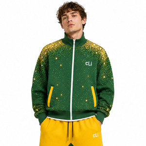 Ensemble de sweats à capuche zippés Y2K personnalisés avec strass, blocs de couleur, en molleton épais, coupe oversize, et pantalon de survêtement large, style sportif - Product Image 2