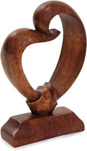 Escultura de madera artesanal de corazones marrones, regalo de decoración para el hogar, estatua abstracta moderna de madera. - Product Image 4