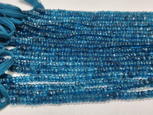 Perles de topaze naturelle de 3 à 5 mm, facettées en forme de rondelle, couleur topaze bleue de Londres, vendues par brin de 13 pouces - Product Image 3