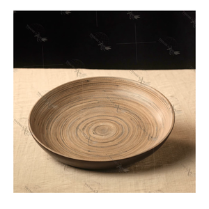 Customized Elegant Eco Bamboo <b>Microwave</b> Safe Deluxe Serving Plate Set Wooden Pattern for Kitchen Restaurant Food Display Home - Product Image 1