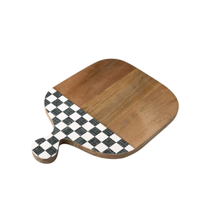 Bandeja de madera de mango ecológica, pequeña, hecha a mano, con estampado a cuadros en blanco y negro, para servir frutos secos, juego de cocina. - Product Image 3