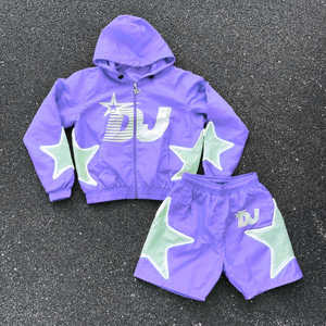 2026 High Quality Custom Eco-Friendly Summer Windbreaker Shorts T-shirts Tracksuit <b>Polo</b> <b>Zip</b> <b>up</b> 2-Piece Windbreaker Short Sets - Product Image 5