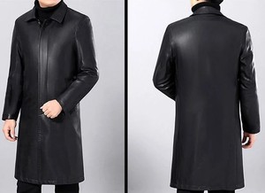 Nuevo Abrigo Largo de Cuero Genuino para Hombre, Fabricado en Fábrica, Última Colección, Impermeable, en Venta - Product Image 4